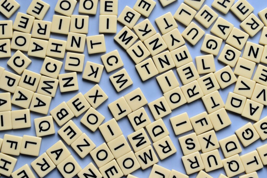 a picture of lots of different letter tiles